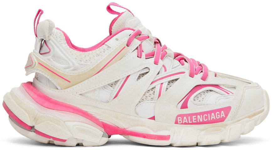 Balenciaga Pink & White Track Sneakers (542436 W1GC3)