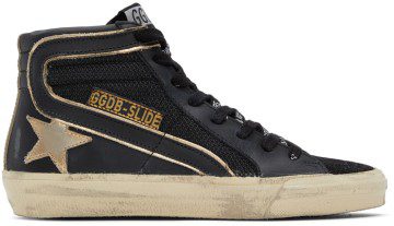 Golden Goose SSENSE Exclusive Black & Gold Slide Sneakers (F00116.F001886.90200)