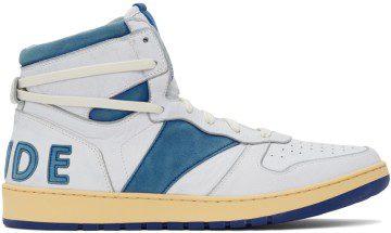 Rhude White & Blue Rhecess Hi Sneakers (RHSS21FO00000028)