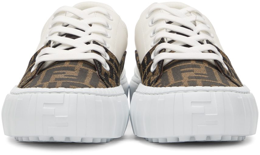 Fendi White & Brown ‘Fendi Force’ Sneakers (7E1415 AF5C)