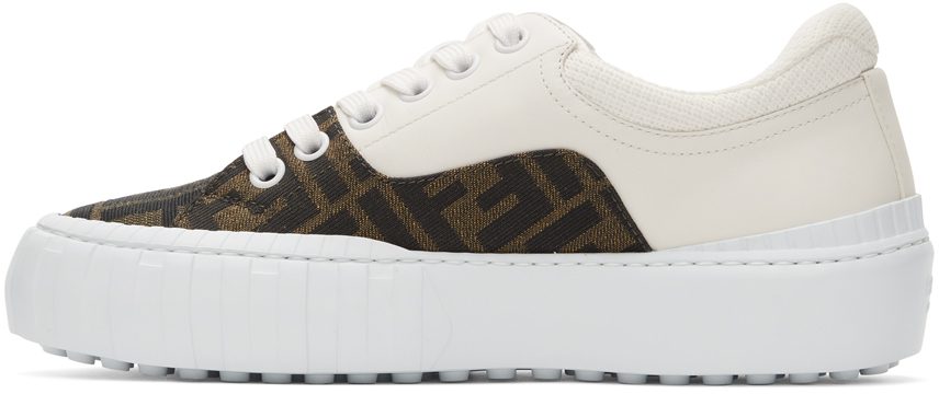 Fendi White & Brown ‘Fendi Force’ Sneakers (7E1415 AF5C)
