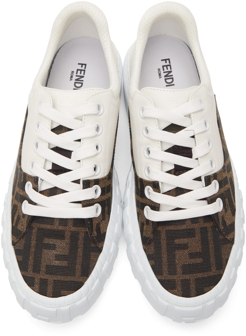 Fendi White & Brown ‘Fendi Force’ Sneakers (7E1415 AF5C)