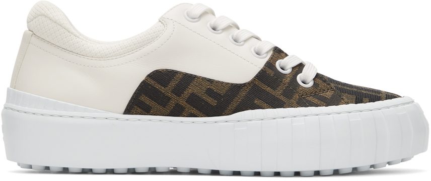 Fendi White & Brown ‘Fendi Force’ Sneakers (7E1415 AF5C)
