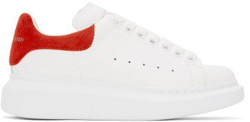 Alexander McQueen White & Red Oversized Sneakers (553770 WHGP7)