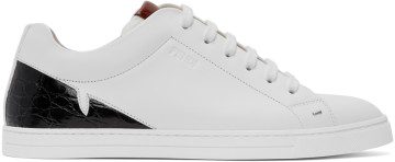 Fendi White Croc Bag Bugs Mono Eye Sneakers (7E1290 A1GN)
