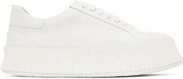 Jil Sander White Leather Platform Sneakers (JS32108A_13034)