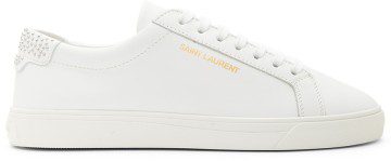 Saint Laurent White Studded Tab Andy Sneakers (630397 0M5NN)