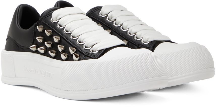 Alexander McQueen Black & White Deck Plimsoll Sneakers (708083WHT9K)