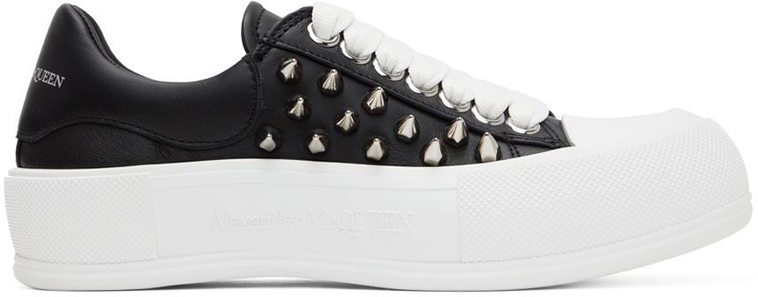 Alexander McQueen Black & White Deck Plimsoll Sneakers (708083WHT9K)
