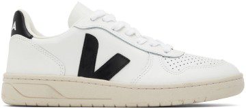VEJA White & Black V-10 Sneakers (VX0200005)