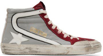Golden Goose Gray & Red Slide High-Top Sneakers (GMF00211.F002585.81540)