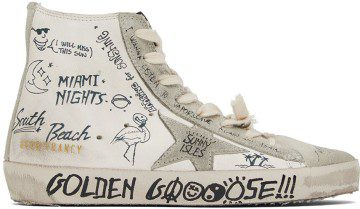 Golden Goose White & Gray Francy Classic High-Top Sneakers (GMF00113.F002669.10220)