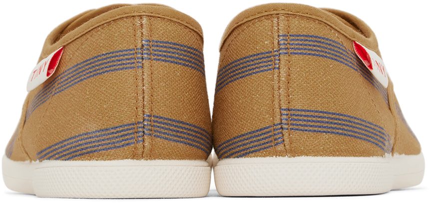 TINYCOTTONS Kids Tan & Blue Lines Sneakers (SS22-302)