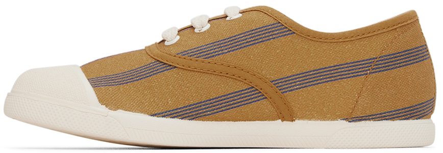 TINYCOTTONS Kids Tan & Blue Lines Sneakers (SS22-302)
