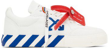 Off-White Kids White & Blue Canvas Vulcanized Low Sneakers (OBIA003F21FAB0010145)