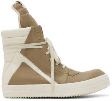 Rick Owens Gray & Off-White Geobasket Sneakers (RU02B2894 LCG)