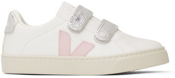 VEJA Kids White & Silver Leather Esplar Sneakers (SV0502529C)