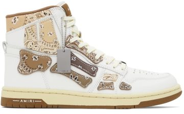 AMIRI White & Brown Skel Top Hi Sneakers (PF22MFS032-126)