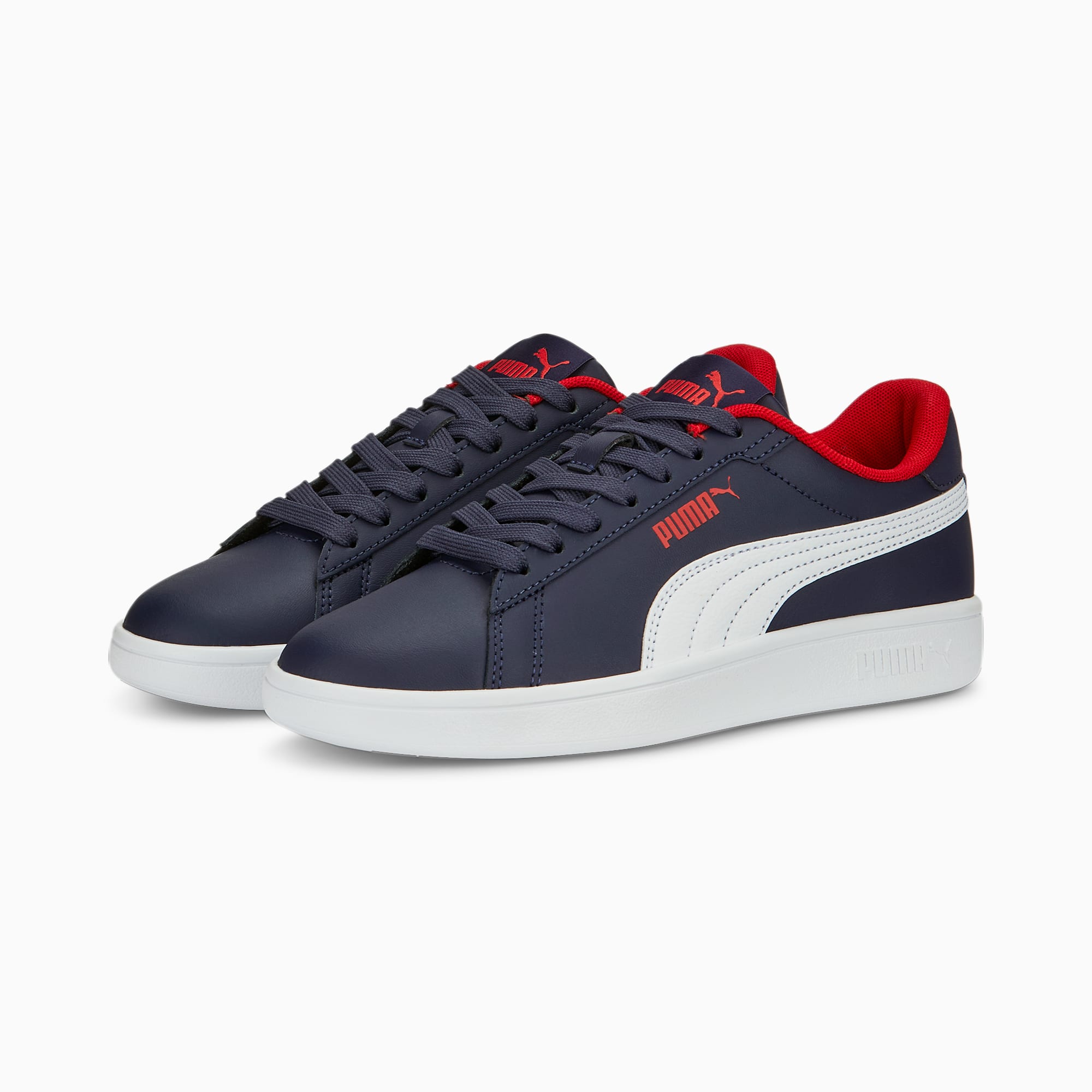 Puma Smash 3.0 Leather Youth Wit/Blauw/Rood (392031-04)