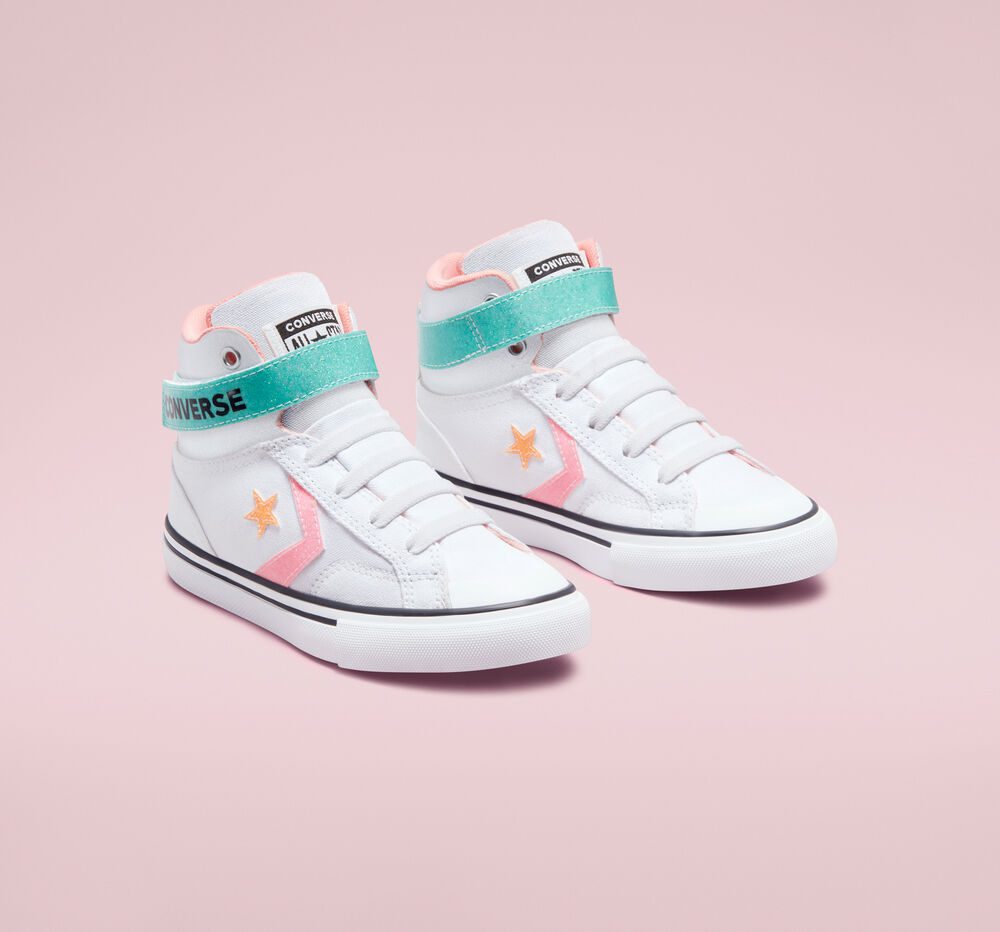 Converse Pro Blaze Strap Glitter Wit/zwart/bleached Coral