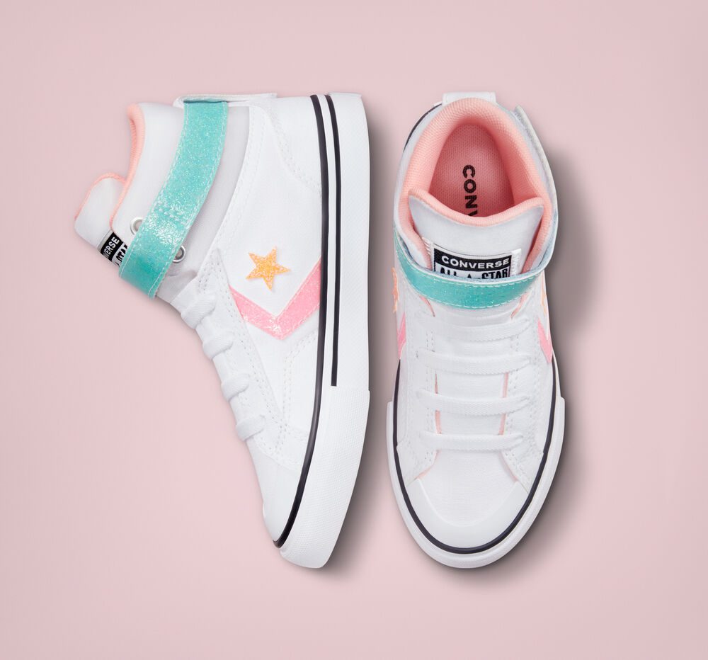 Converse Pro Blaze Strap Glitter Wit/zwart/bleached Coral