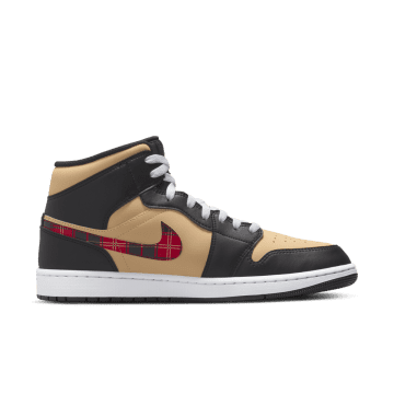 Air Jordan 1 Mid Tartan Swoosh Black / Multi-color-sesame-fire Red-white (DZ5329-001)