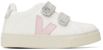 VEJA Baby White & Silver Leather Esplar Sneakers (SV0502529)