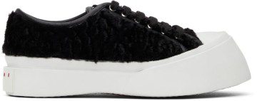 Marni Black Curly Faux-Fur Pablo Low Sneakers (SNZU002002 P4358)