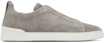 ZEGNA Gray Triple Stitch Sneakers (LHSOY-S4667Z)