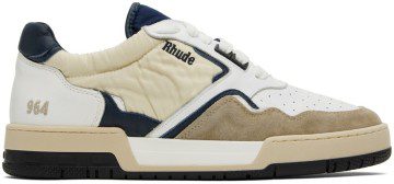 Rhude White & Navy Racing Sneakers (RHPF22FO02178811)