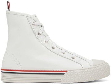 Thom Browne White Collegiate High Top Sneakers (MFD243E-05584)