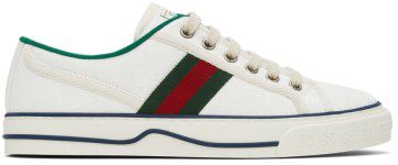 Gucci White GG Supreme ‘Gucci Tennis 1977’ Sneakers (606110 99W90)