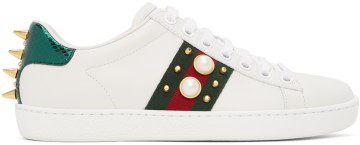 Gucci White Pearl Stud New Ace Sneakers (431887 02JP0)