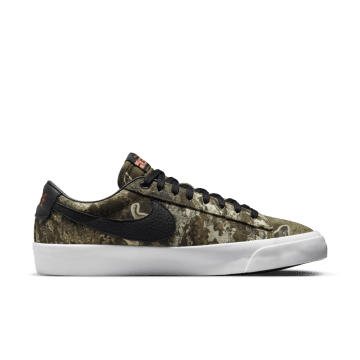 Grant Taylor x Nike SB Blazer Low Pro Premium Tree Print Black / Black / Photon Dust / Safety Orange (DO9398-002)