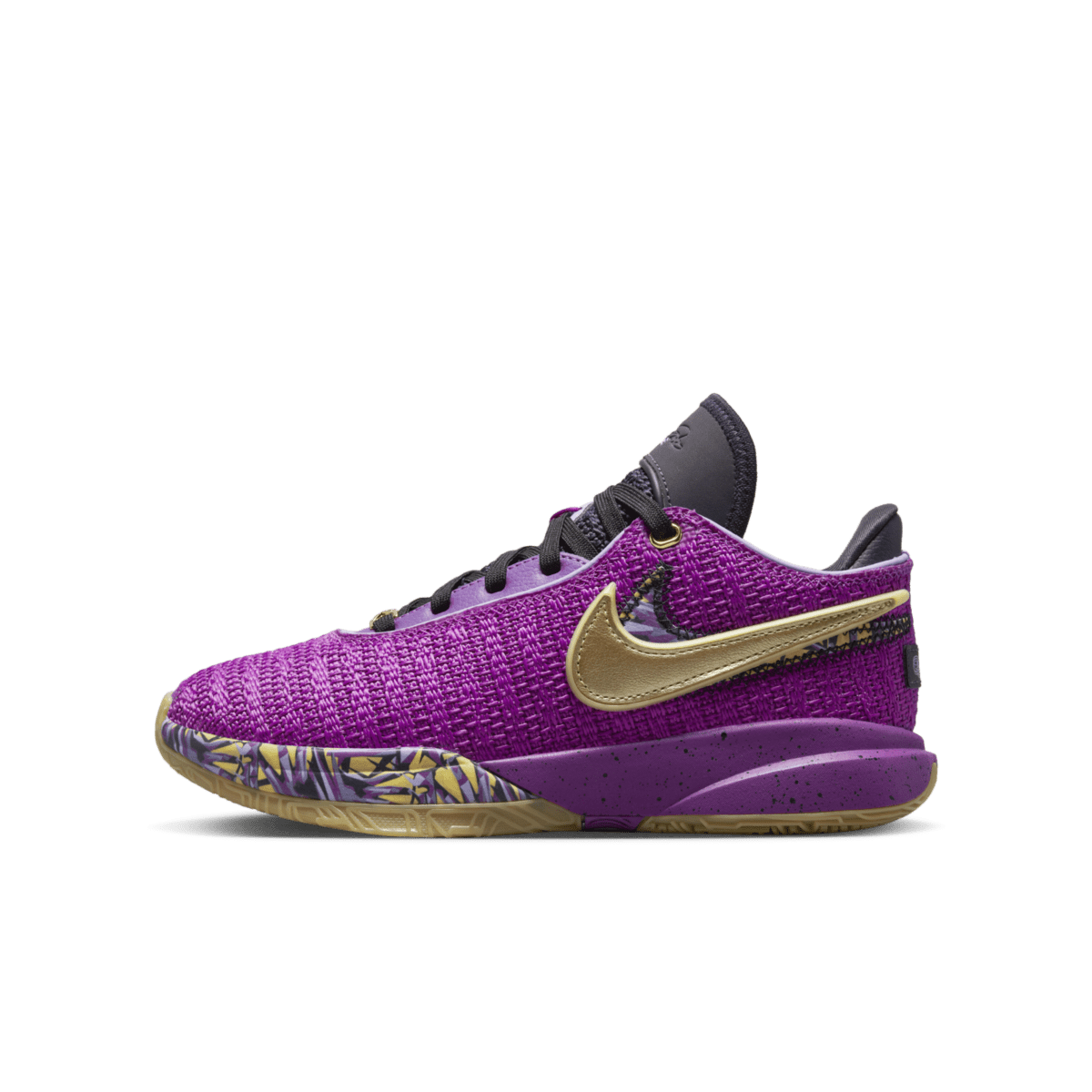 Nike LeBron 20 Vivid Purple Metallic Gold Black Cave Purple (GS) Vivid
