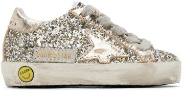 Golden Goose Baby Silver Superstar Glitter Sneakers (GJF00101.F002840.65157)