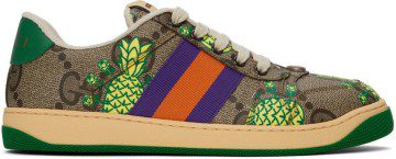 Gucci Beige & Green Screener Sneakers (673409 UIR20)
