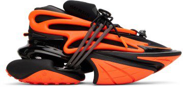 Balmain Black & Orange Unicorn Low-Top Sneakers (YM1VJ309KNCA)