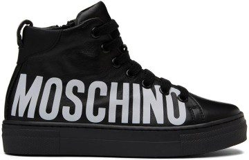 Moschino Kids Black Leather High Sneakers (71768)