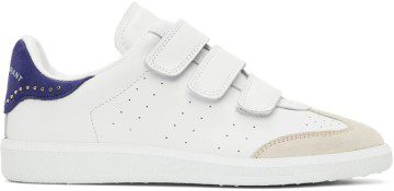 Isabel Marant White & Indigo Studded Beth Sneakers (22EBK0031-22E022S)