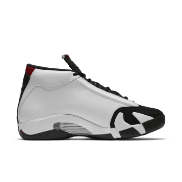 Jordan 14 Retro Black Toe (2014) White / Black-varsity Red-metallic Silver (487471-102)