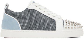 Christian Louboutin Blue & Gray Louis Junior Spikes Sneakers (3220170)