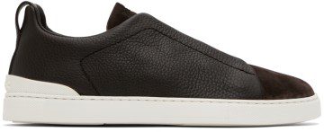 ZEGNA Brown Triple Stitch Sneakers (LHRHS-S4667Z)