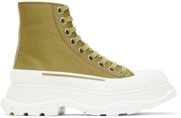Alexander McQueen Green Tread Slick High Sneakers (697080W4U31)