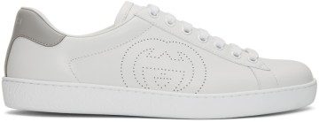 Gucci White & Grey Interlocking G New Ace Sneakers (599147 AYO70)