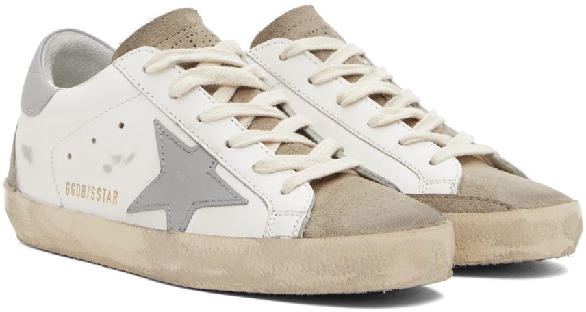 Golden Goose White & Taupe Super-Star Classic Sneakers (GWF00102.F003210.11179)
