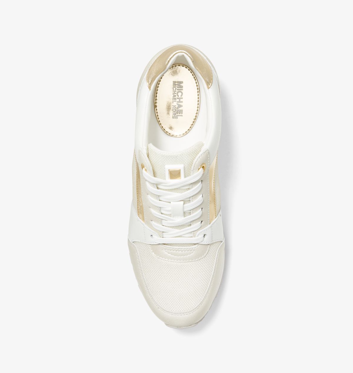 Michael Kors MK Billie Metallic Leather and Canvas Trainer – Pl Gld Multi (43S3BIFS5D-8236)
