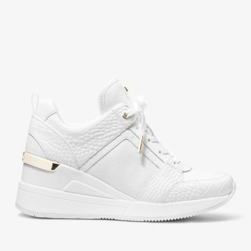 Michael Kors MK Georgie Leather and Canvas Trainer – Optic White (43S3GEFS2D-1999)