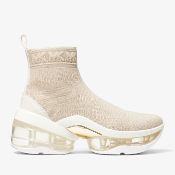 Michael Kors MK Olympia Extreme Metallic Stretch Knit Sock Trainers – Pl Gld Multi (43S3OLFS5D-8236)