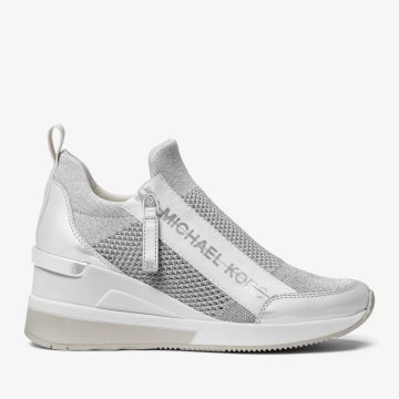 Michael Kors MK Willis Metallic Stretch Knit Trainer – Silver (43S3WIFS3D-0040)